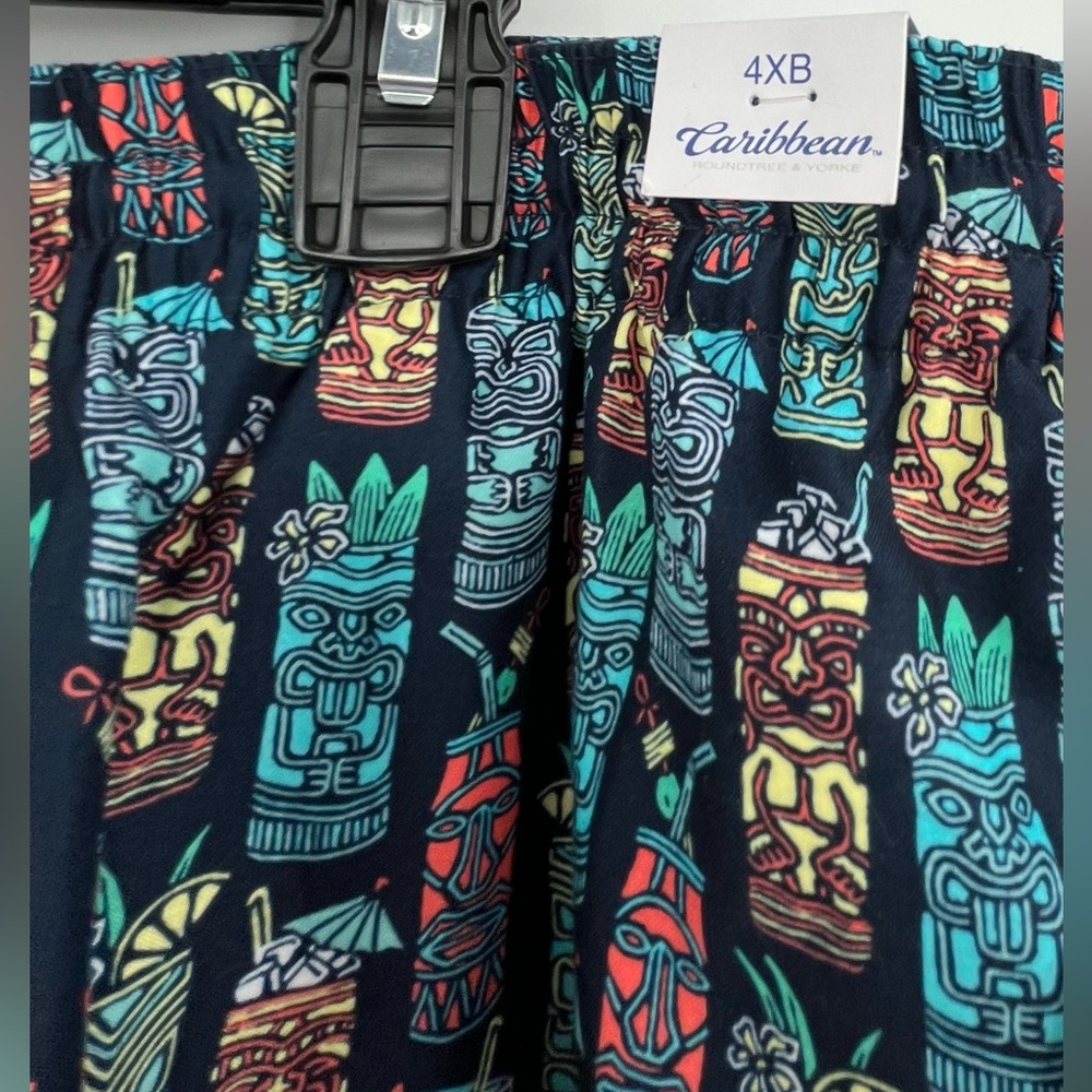 NEW Roundtree & York Caribbean Swim Trunks Mens Big Tall 4XB Tiki Navy Turquoise - Picture 5 of 12